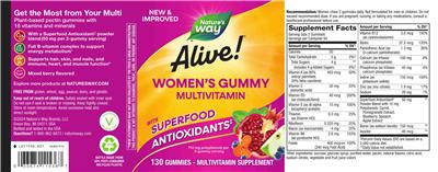 Alive! Women's Gummy Multivitamin Mixed Berry Flavored label