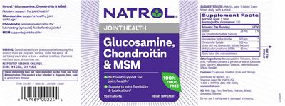 Glucosamine, Chondroitin & MSM label