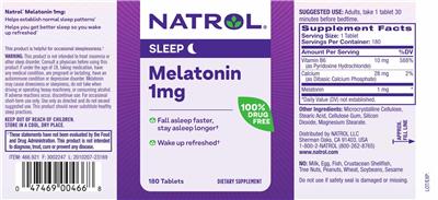 Melatonin 1 mg label