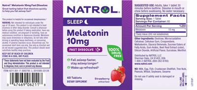 Melatonin 10 mg Fast Dissolve Strawberry label