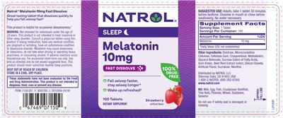 Melatonin 10 mg Fast Dissolve Strawberry label
