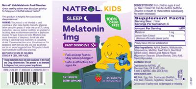 Melatonin 1 mg Fast Dissolve Strawberry label
