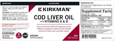 Cod Liver Oil with Vitamins A & D label