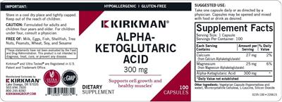 Alpha Ketoglutaric Acid 300 mg label