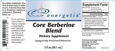 Core Berberine Blend label