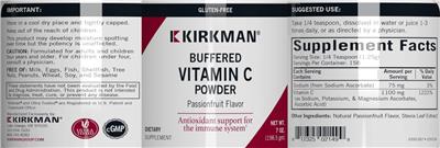 Buffered Vitamin C Powder Passionfruit Flavor label