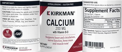 Calcium 200 mg label
