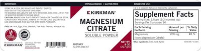 Magnesium Citrate Soluble Powder label