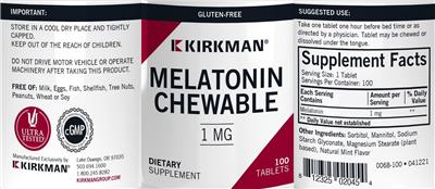 Melatonin Chewable 1 mg label