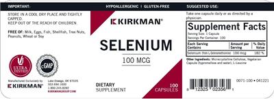 Selenium 100 mcg label