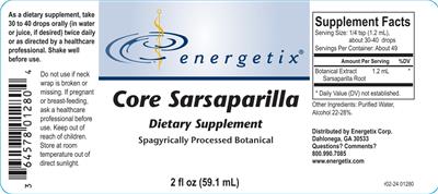 Core Sarsaparilla label