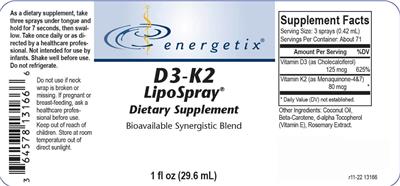 D3-K2 LipoSpray label