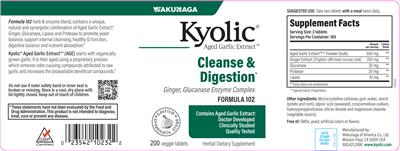 Kyolic Cleanse & Digestion Ginger, Glucanase Enzyme Complex Formula 102 label