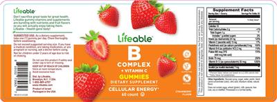 B Complex + Vitamin C Gummies Strawberry Flavor label
