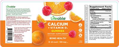 Calcium + Vitamin D3 Gummies 500 mg Fruit Flavor label