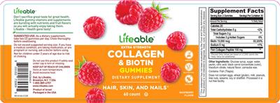 Collagen & Biotin Gummies Raspberry Flavor label