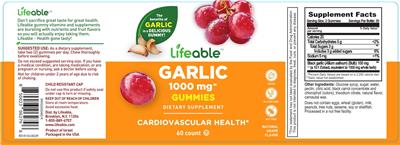 Garlic 1000 mg Gummies Natural Grape Flavor label