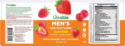 Men's Multivitamin Gummies Berry Flavor label
