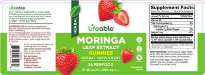 Moringa Leaf Extract Gummies Strawberry Flavor label