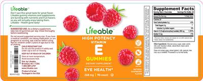 Vitamin E 268 mg Gummies Natural Raspberry Flavor label