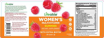 Women's Multivitamin Gummies Raspberry Flavor label