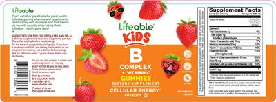 B Complex + Vitamin C Gummies Strawberry Flavor label