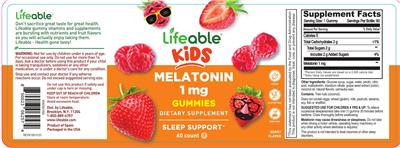 Melatonin 1 mg Gummies Berry Flavor label