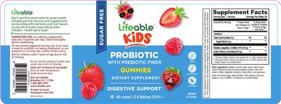 Probiotic Sugar Free Berry Flavor label