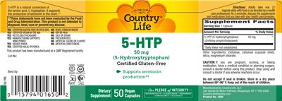 5-HTP 50 mg label
