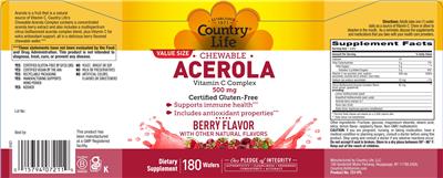 Chewable Acerola Berry Flavor label