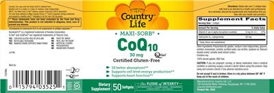 CoQ10 30 mg label