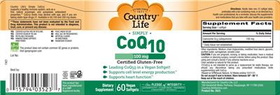 Simply CoQ10 100 mg label