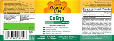 CoQ10 200 mg label