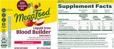 Blood Builder Liquid Iron Once Daily Orchard Fruit label