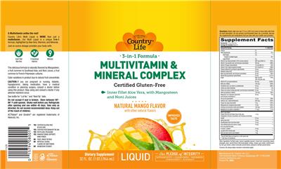 Multivitamin & Mineral Complex Natural Mango Flavor label