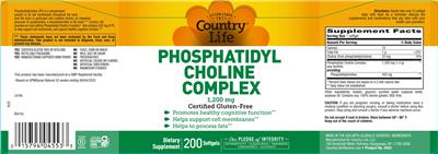 Phosphatidyl Choline Complex 1200 mg label