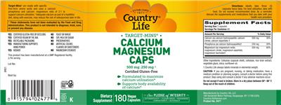 Calcium Magnesium Caps label