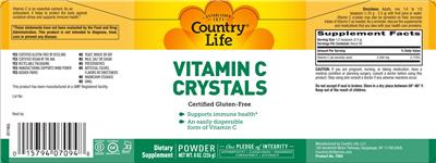 Vitamin C Crystals label