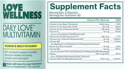 Daily Love Multivitamin label