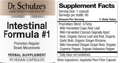 Intestinal Formula #1 label