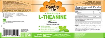L-Theanine 100 mg Mint Flavored label