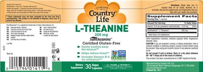 L-Theanine 200 mg label