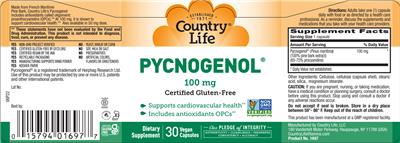 Pycnogenol 100 mg label