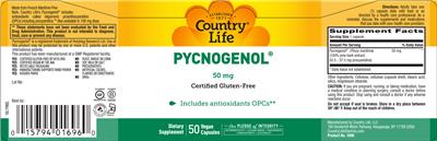 Pycnogenol 50 mg label