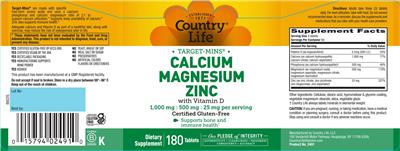 Calcium 1,000 mg Magnesium 500 mg Zinc 25 mg with Vitamin D label