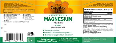 Magnesium with Silica 300 mg label