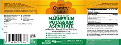 Magnesium Potassium Aspartate label