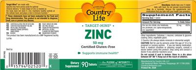 Zinc 50 mg label