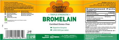 Triple Strength Bromelain label