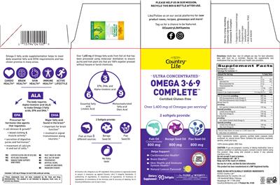 Ultra Concentrated Omega 3-6-9 Complete Natural Lemon Flavored label